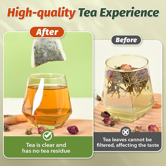 300Pcs Disposable Tea Bags for Loose Leaf Tea, Empty Tea Filter Bags with Cotton Drawstring, Fillable Tea Infuser Sachets for Loose Tea, Coffee, Herb, Spice and More (3.54"x 2.75")