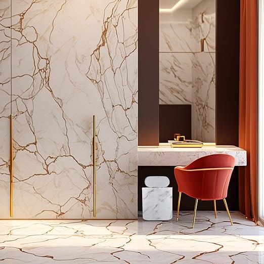 MAGICLULU Marble Wastebasket with Lid Plastic Trash Can Narrow Garbage Bin for Bathroom Kitchen Bedroom Home Organization