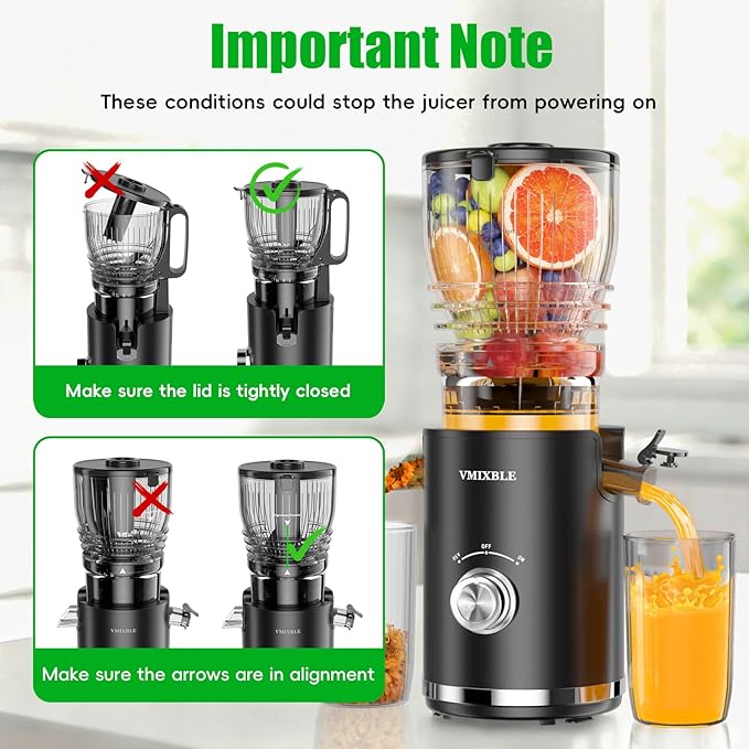 Juicer Machines, Cold Press Juicer with 5.8" Wide Feed Chute, 300W Slow Masticating Juicer for Whole Fruits & Vegetables, High Juice Yield, Easy to Clean, BPA Free Juice Extractor Machine