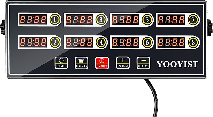 Kitchen Timers for Cooking – 8 Channel Commercial Kitchen Timer Restaurant Kitchen Supplies – Stainless Steel LED Technology Kitchen Timer Digital – Reminder Function, Loud Alarm, Grey