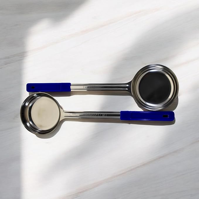 8 Ounce Solid Stainless Steel Portion Control Ladle Spoon for Measuring and Serving; Commercial Grade Serving Scoops [Pack of 12]