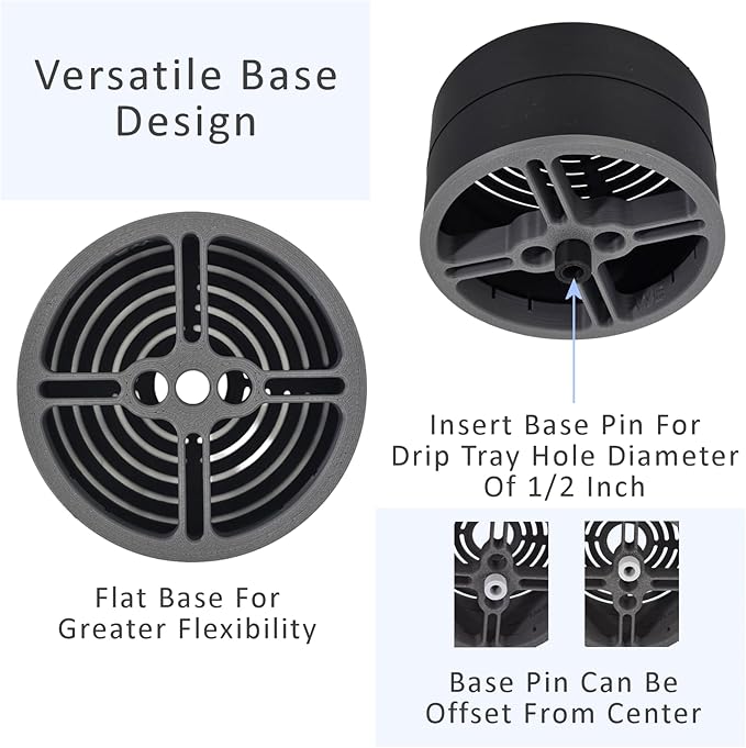 Elevate Anti-Splash Cup Riser Accessory for most Keurig K-cup, Cuisinart Single Serve, and other Coffee Makers, Adjustable for Cup Size and Drip Tray Type (Black with Dark Gray).