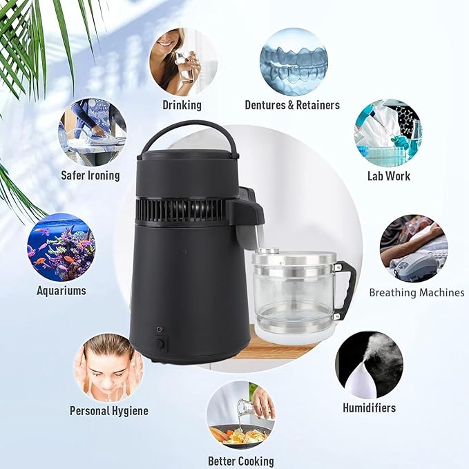 Water Container for Distiller,Replacement Collection Bottle, Distilled Water Container Replacement Storage Collection Bottle Glass Jar for Home Beauty Countertop, 4L