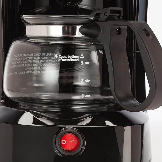 Dominir Compact Coffee Pot Brewer Machine, Quiet Operation with On/Off LED Indicator Light, Convenient Cord Storage and e, Black