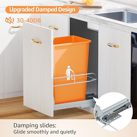 Pull Out Trash Can Under Cabinet with Soft-Close Slides,Garbage Can Not Included,Heavy Duty Under Sink Trash Can Kit for Kitchen, Requires Minimum Cabinets Opening 12" W X 18" D