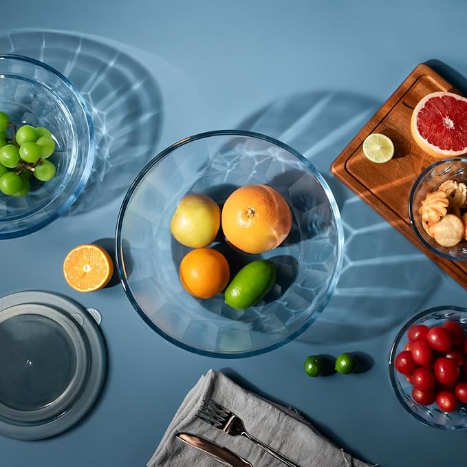 Freshmage Mixing Bowls with Airtight Lids Sets, 5 Packs Thick Glass Nesting Bowls for Kitchen Baking, Meal Prepping, Bpa Free, Dishwasher Safe, 0.5/0.8/1.6/2.7/4.4 Qt