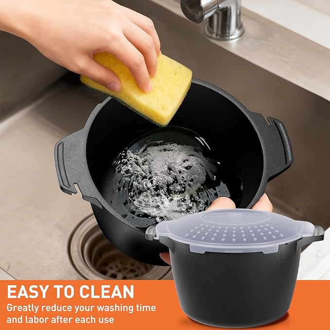 Microwave Cookware Steamer, 2 Quart Microwave Steamer for Vegetables, Microwave Cooker with Vent Lid- BPA Free, Freezer Safe