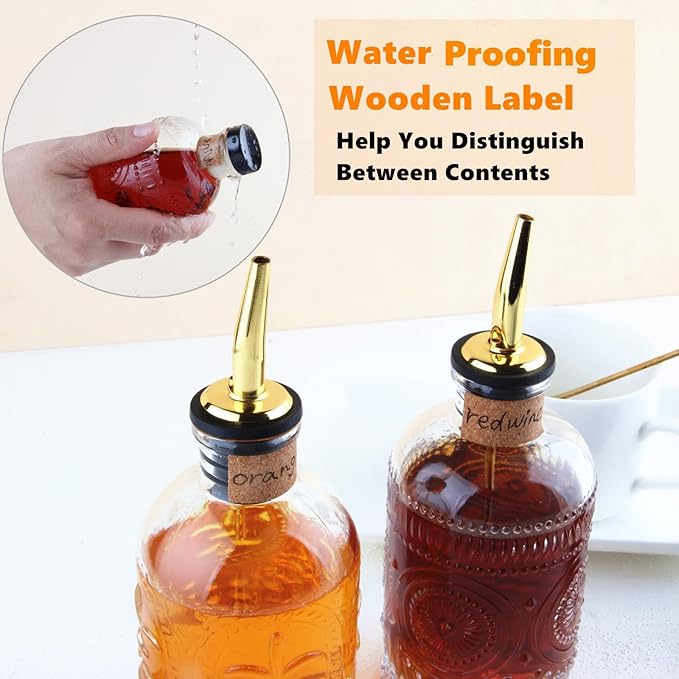 Shining Craft Syrup Dispenser Bottles Set, 4 Pack 7 OZ Bottles With Metal Pour Spout and Labels for Syrups, SC055 (4 Pack)