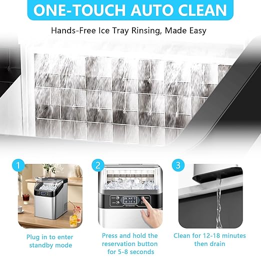 Ice Maker Countertop, 2 Ways to Add Water, 33lbs/24Hrs, 24 Pcs Ready in 13 Mins, Auto-Cleaning Portable Ice Maker with Basket and Scoop, for Home/Kitchen/RV/Camping, Silver