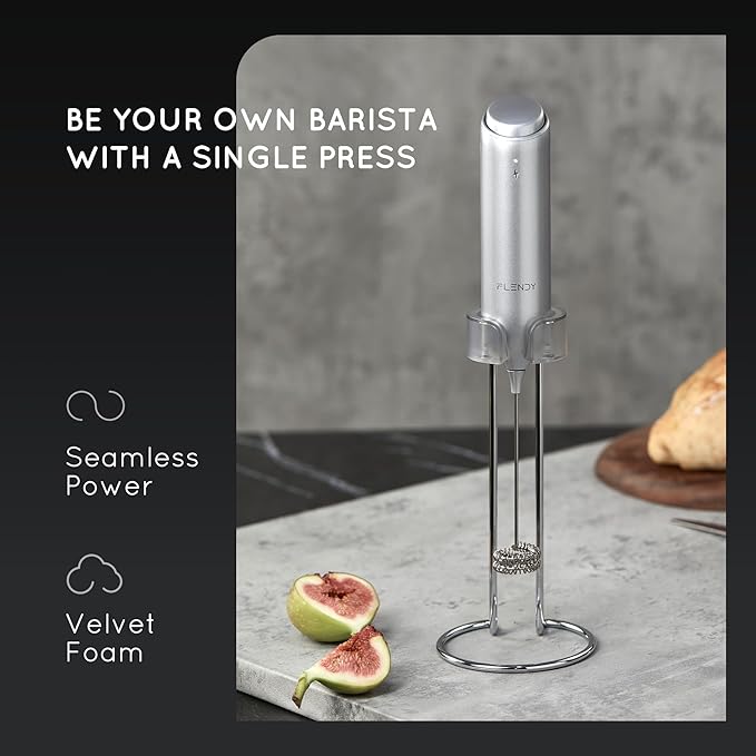 Flendy Rechargeable Milk Frother Handheld With USB-C Charging Stand, Electric Drink Mixer, Mini Whisk for Coffee, Matcha, etc