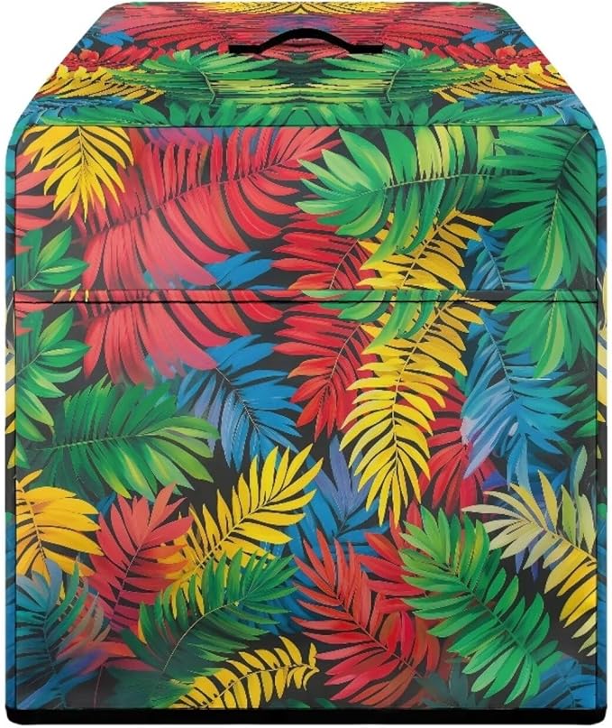 Food Slicer Cover with Side Pocket and Top Handle, Home Kitchen Electric Appliance Cover Waterproof Fabric Dust-Proof Durable Cheese Bread Meat Slicer Cover, Colorful Palm Leaf Print
