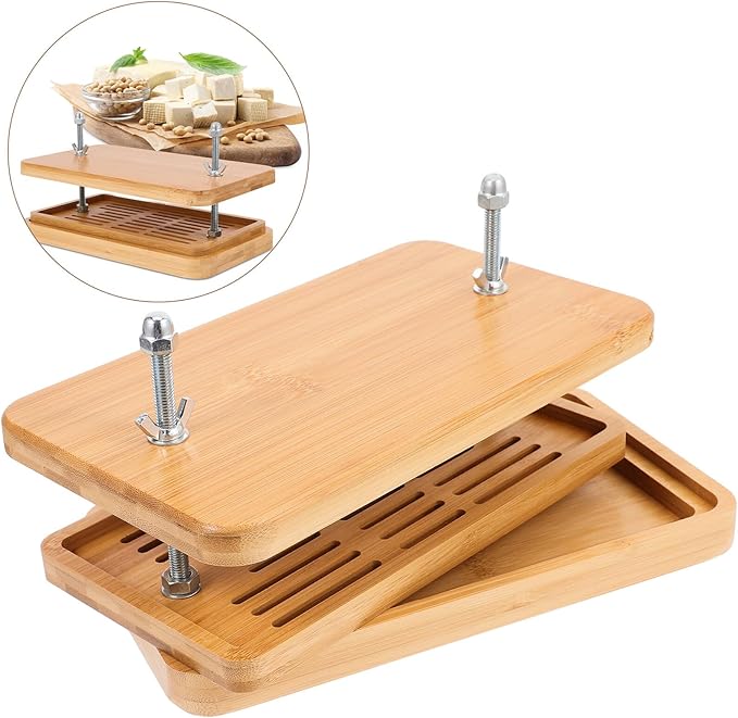 Gatuida Tofu Press and Drainer with Three-layer Drip Tray 26x15cm Adjustable Pressure Tofu Maker Mold for Homemade Bean Curd Kitchen Tool