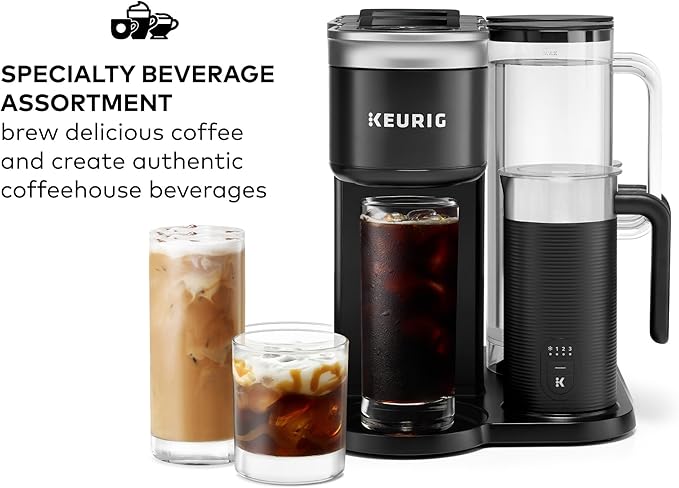 Keurig K-Café SMART Single Serve Coffee Maker with WiFi Compatibility, Latte and Cappuccino Machine with Built-In Frother, 6 Brew Sizes, Black