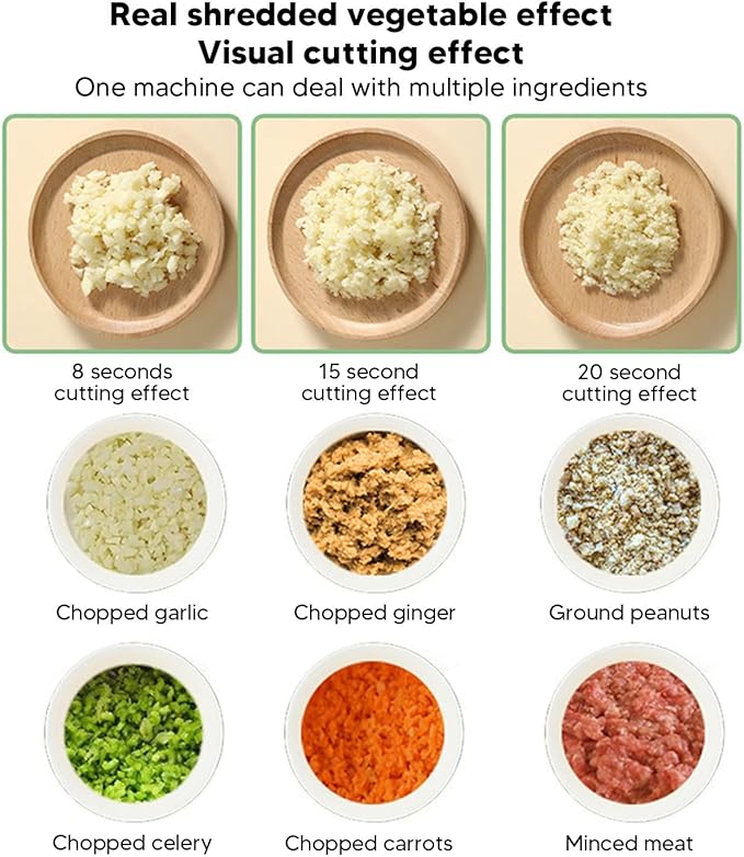 4 in 1 Handheld Electric Vegetable Cutter, 200ml USB Rechargeable Vegetable Chopper, Wireless Food Processor for Garlic Pepper Chili Onion
