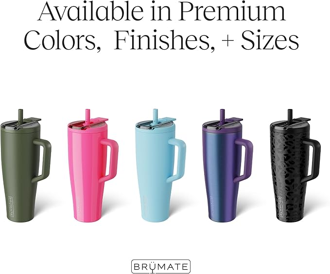 BrüMate Era Flip 40oz Tumbler with 100% Leakproof Covered Straw Lid | Hygienic Covered Straw | Insulated Stainless Steel Water Bottle with Handle | Cup Holder Friendly | BPA-Free (Neon Pink)