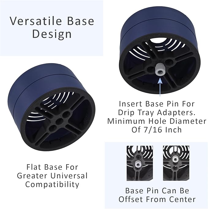 Elevate Anti-Splash Cup Riser Accessory for most Keurig K-cup, Cuisinart Single Serve, and other Coffee Makers, Adjustable for Cup Size and Drip Tray Type (Dark Blue with Black Base)