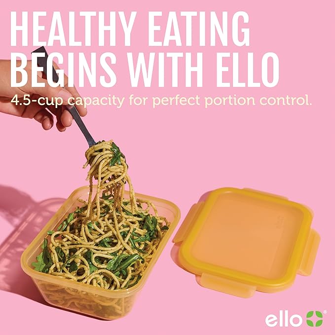 Ello Snap & Nest 10-Piece 4.5 Cup Plastic Meal Prep Set, Reusable Food Containers for Healthy Eating, Freezer, Dishwasher Safe, Cactus Blooms