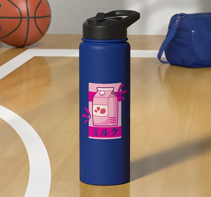 Funny Kawaii Japanese Strawberry Milk Shake Carton Milkshake Stainless Steel Insulated Water Bottle
