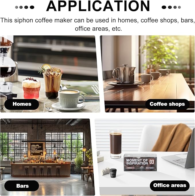 YUCHENGTECH Syphon Coffee Maker Tabletop Glass Siphon Pot Glass Technica Siphon Vacuum Coffee Maker(3 Cups(360ml))