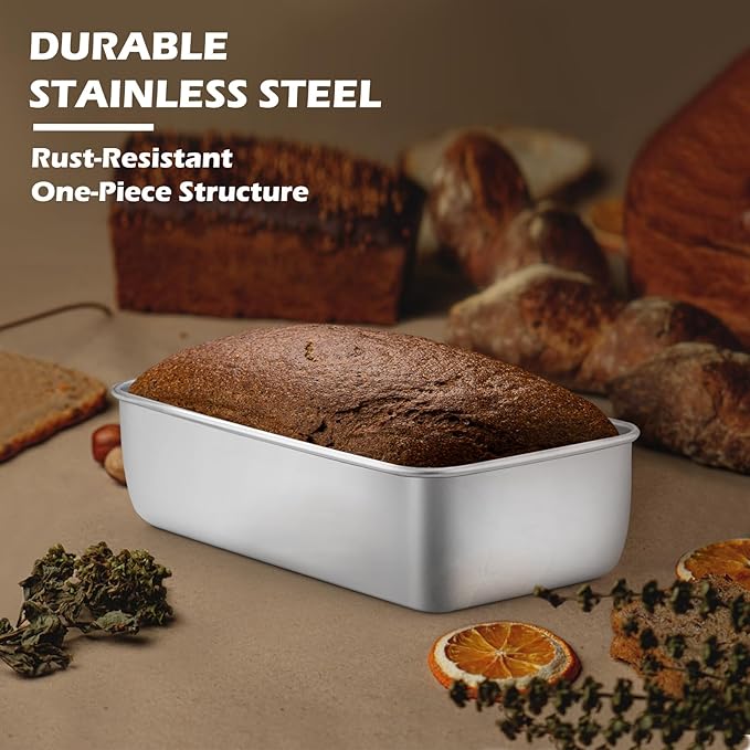 Leonyo 2 Pack Loaf Pans for Baking Bread, 9x5IN Stainless Steel Loaf Pans for Homemade Bread, Meatloaf, Bananas, Brownies, Lasagnas, Dishwasher Oven Safe