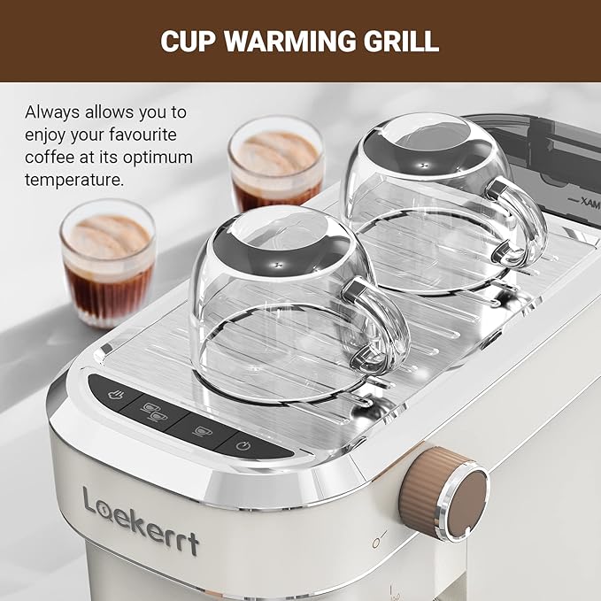 Espresso Machine, Expresso Coffee Machines for Home, 20 Bar Cafetera Espresso with Milk Frother Steam Wand, Compact Small Coffee Maker for Latte and Cappuccino (Pear White, Stainless Steel, Gift)