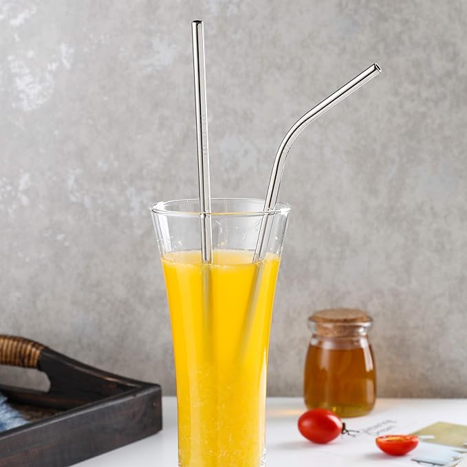 Reusable Metal Straws 100 Pieces, 8.5" Stainless Steel for 20oz 30oz Tumbler Yeti Cup, Drinking in Bulk for Wholesale (100pcs All Straight -8.5" Silver)