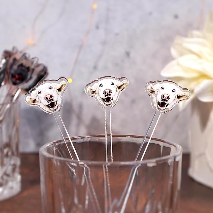 Custom Photo Face Stir Sticks Pack 5-500pcs, Personalized Acrylic Drink Stirrers with Your Photo, Dog, Cat, Logo or Face, Custom Cocktail Swizzle Sticks for Birthday & Graduation Decor