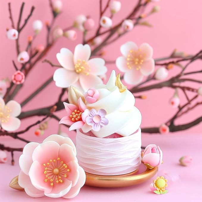 4Pcs Flower Silicone Molds - Rose & Daisy Mini Chocolate & Fondant Cake Decorating Molds for Baking, Soap, Ice Cube & Wax Melt