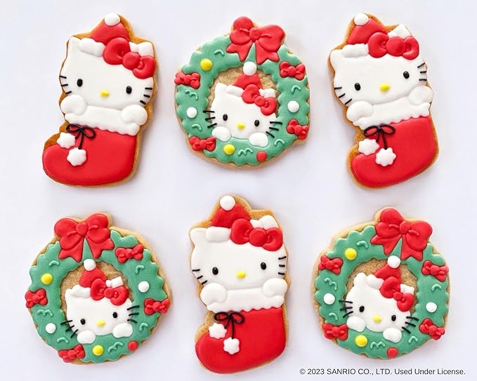 Handstand Kitchen Hello Kitty Holiday Cookie Party Set with Cookie Stamps, Frosting Bag, Spatula and More