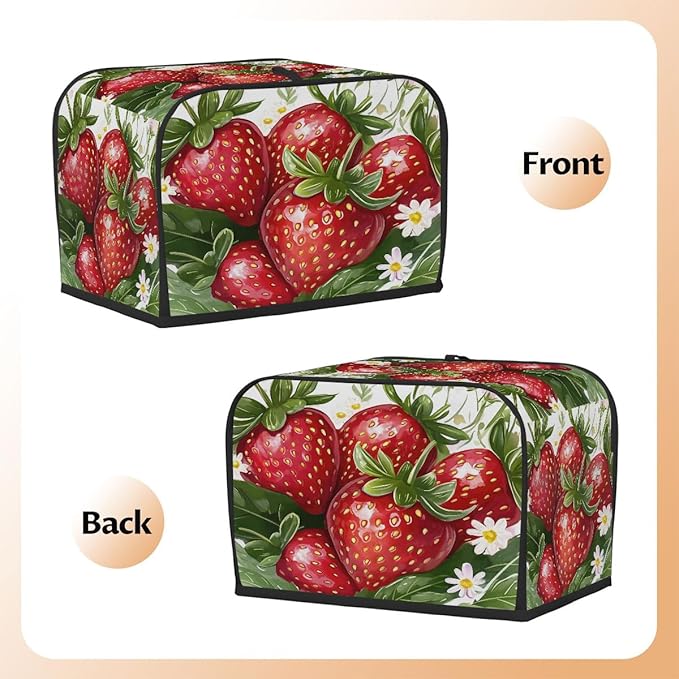 Tropical Fruit Strawberry Flower Toaster Cover 4 Slice Dust and Fingerprint Protection Toaster Bread Maker Covers Washable Kitchen Small Appliance Covers for Kitchen Accessories Decor Bakeware Gift