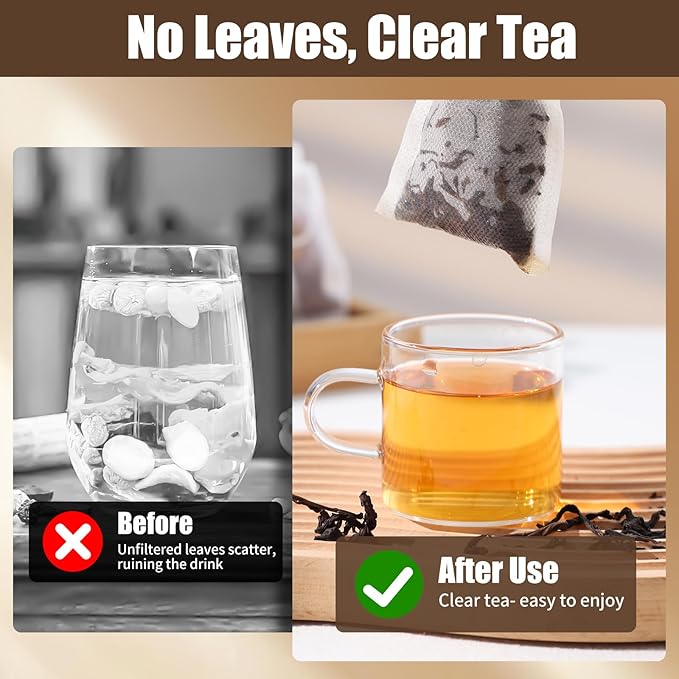 300 PCS Disposable Tea Bags for Loose Leaf Tea, Empty Tea Filter Bags with Drawstring, Fillable Tea Infuser Sachets Suitable for Coffee, Loose Tea, Spice, Herb and More (3.54 x 2.75 inches)
