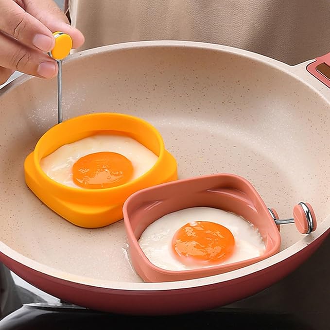 Yelleow Fried Egg High Temperature Resistance Flexible Food Grade Double-sided Square Round Egg Fryer Mould for Home Fried Egg Ring，Specialty Cookware，Eggs Poachers
