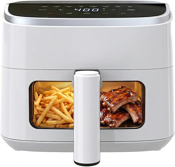 Sweetcrispy Air Fryer 4 Quart with Window, 1500W Digital Airfryer with 8 Presets, 60-Min Timer, Max 400°F, Auto Shut Off & Nonstick Dishwasher Safe Basket, Shake Reminder for Small Kitchen