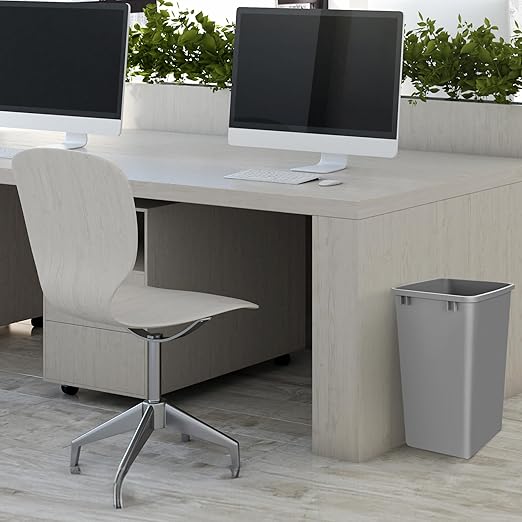 Rev-A-Shelf Polymer Replacement 35 Quart Trash Bin Recycle Waste Garbage Container for Kitchen Cabinet Pullouts, Silver, 2 Pack, RV-35-17-2