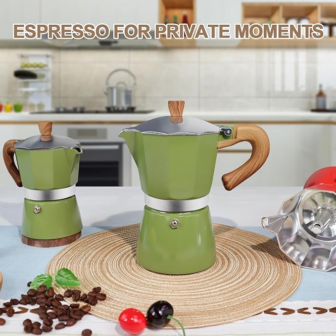 Aluminum 3 Cup 150ml Moka Pot Express Coffee Maker Stovetop Espresso Colorful Coffeemaker Italian Classic Style Brewing Greca Cafe Mocha Machine for Cafeteras Lover Camping Travel and Home Use 5oz