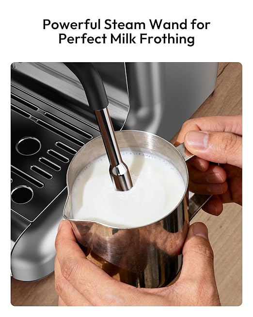EUHOMY Espresso Machine with Grinder, 30 Grind Settings, 20 Bar Coffee Maker with 58mm Portafilter, Expresso Coffee Machines with Touch Screen for Home, Milk Frother for Latte & Cappuccino