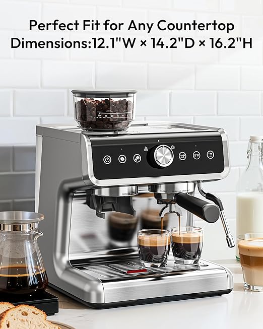 EUHOMY Espresso Machine with Grinder, 30 Grind Settings, 20 Bar Coffee Maker with 58mm Portafilter, Expresso Coffee Machines with Touch Screen for Home, Milk Frother for Latte & Cappuccino