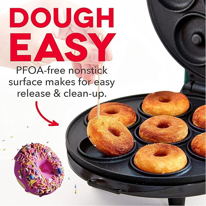 Mini Donut Maker,Electric Mini Doughnut Maker Machine, Makes 7 Mini Donutss, Non-Stick Mini Donut Machine, Easy Clean Doughnuts Maker Kit red (Pink)