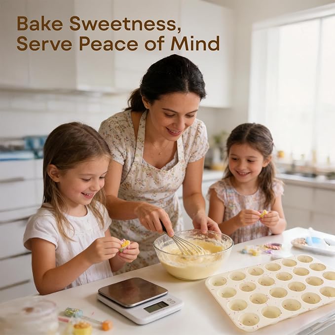 Silicone Muffin Pans for Baking Nonstick 2 Pcs, 24 Cup Mini Cupcake Pan, Food-Grade Silicone Baking Molds for Cupcakes, Freezer, White