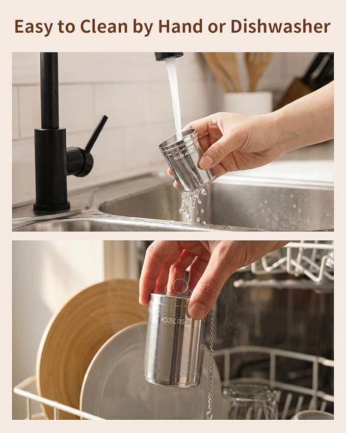 Tea Infusers for Loose Leaf Tea, Extra Fine Mesh Tea Strainer, Updated Slim Threaded Lid 304 Stainless Steel Tea Steeper with Drip Tray for Tea, Spices & Seasonings