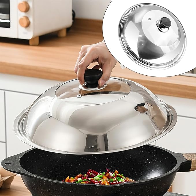 Tempered Glass Frying Pan Lids with Handle 11.8 Inch Universal Replacement Cover Fry Pan Lid for Skillets, Round Cast Iron, Cast Aluminium, Stainless Steel Pans（30cm）