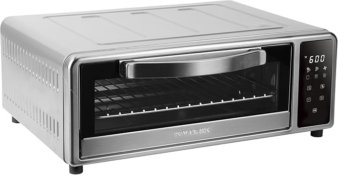 Kalorik MAXX Air Fryer Pizza Oven with Stone, Turbo-Heat Technology Up To 600F Featuring Touchscreen Controls with 6 Preset Functions Fits 12-Inch Pizzas, 1700-Watts, Stainless Steel