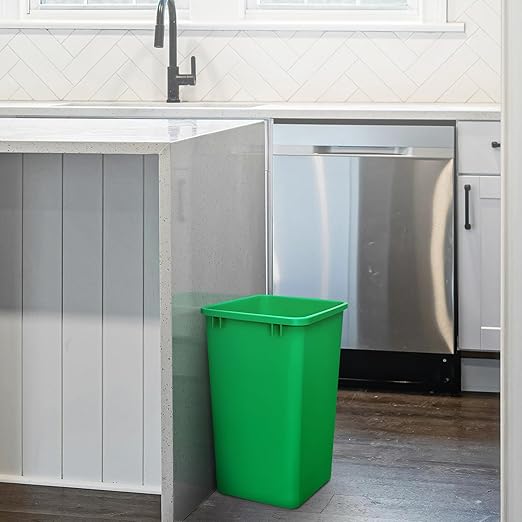 Rev-A-Shelf Polymer Replacement 35 Quart Trash Bin Recycle Waste Garbage Container for Kitchen Cabinet Pullouts, Green, 2 Pack, RV-35-19-2