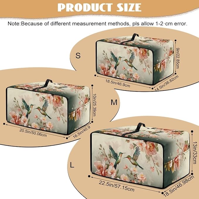 Air Fryer Toaster Oven Dust Cover Washable Fabric Countertop Microwave Smart Oven Cover for Kitchen Countertop Decor, S, 14.5 x 18.5 x 9 Inches, Hummingbird Floral Pattern
