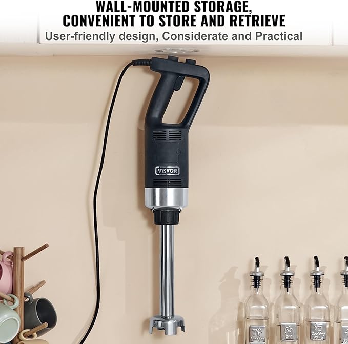 VEVOR Commercial Immersion Blender, 750W 12" Heavy Duty Hand Mixer, Variable Speed Kitchen Stick Mixer with 304 Stainless Steel Blade, Multi-Purpose Blender for Soup, Smoothie, Puree, Baby Food