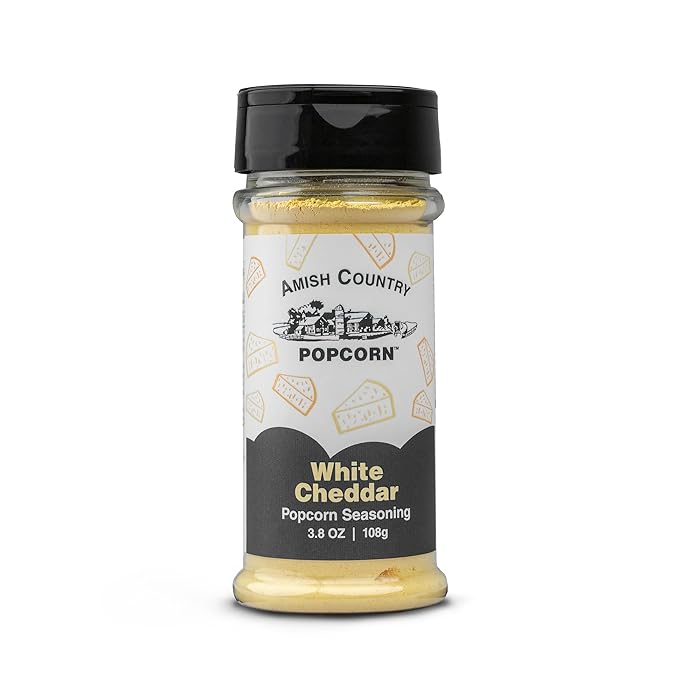 Amish Country Popcorn | Seasoning Variety Pack | 4 Bottles | White Cheddar - Cheddar Cheese - Sour Cream & Onion -Ranch | Nut Free | Old Fashioned, Non-GMO