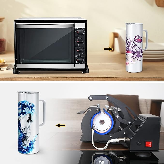 AGH 30oz Sublimation Straight Skinny Tumblers with Handle, 4 Pack Stainless Steel Coffee Mug with Handle, Insulated Tumblers with Lid & Straw, Portable Travel Tumblers for Coffee & Juice.
