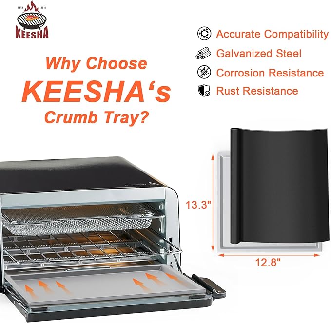 Crumb Tray Replacement for Ninja Foodi SP101 SP100 SP080 Air Fryer Oven 304 Stainless Steel 100SG100 Air Fryer Accessories with 4pcs Black Liners for Ninja Foodi 8-IN-1 Digital Air Fry Countertop Oven