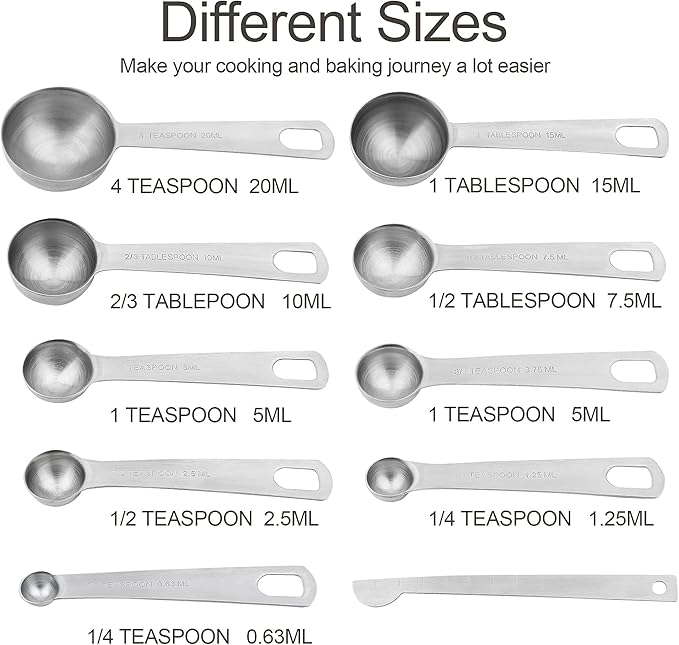 Measuring Cups and Spoons Set, Stainless Steel Measuring Cups Spoons Complete Set of 19pcs Professional Measurer Scoops Ingredients Liquid or Dry Heavy Duty Solid Measurment Cup
