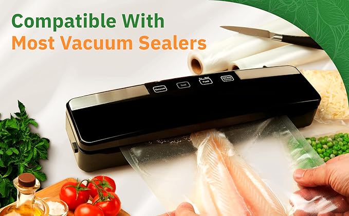 EverFresh 11" x 25' Vacuum Sealer Rolls, 4 Pack | 15% THICKER Embossing | Compatible with FoodSaver Machines, BPA Free, Commercial Grade Food Sealer Bags